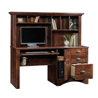 Harbor View Home Office Computer Desk with Hutch, Keyboard Tray, in Curado Cherry finish