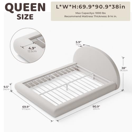 AirFrame Half-Moon Upholstered Queen Platform Bed Frame, view 3