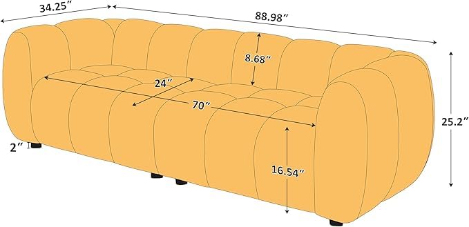 88" Oversized Boucle Sofa, Modern Upholstered Tufted Cloud Couch, Deep Seat Boucle Sofa,Cozy Modern 3 Seater Couch for Living Room, Bedroom, Apartment