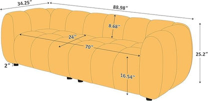 88" Oversized Boucle Sofa, Modern Upholstered Tufted Cloud Couch, Deep Seat Boucle Sofa,Cozy Modern 3 Seater Couch for Living Room, Bedroom, Apartment
