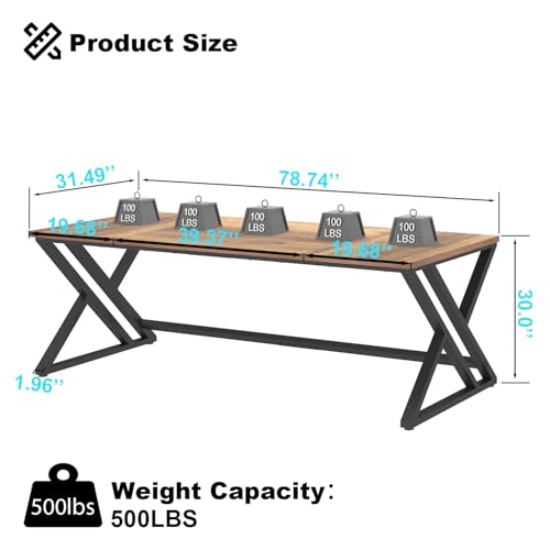 Rustic Large Computer Desk, 79" Extra Long Industrial Home Office Desk, view 3