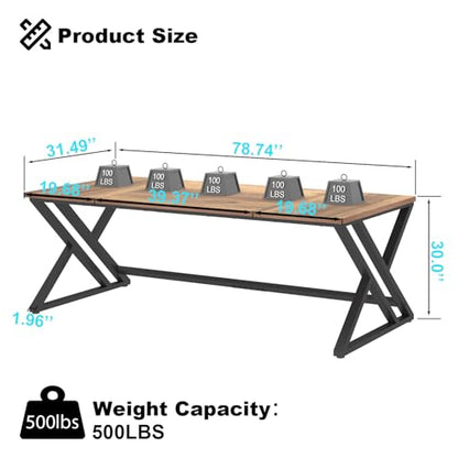 Rustic Large Computer Desk, 79" Extra Long Industrial Home Office Desk, view 3