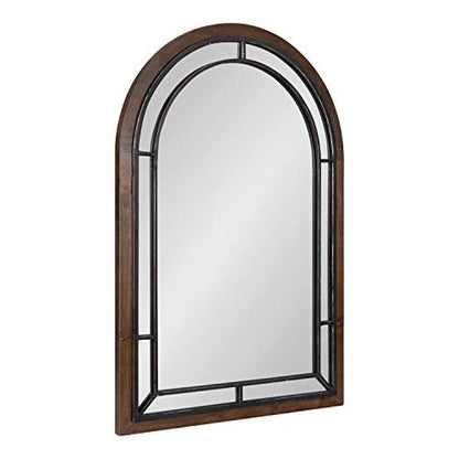 Audubon Farmhouse Wall Mirror, 24 x 36, Rustic Brown, Modern Arched Mirror for Wall