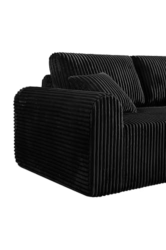 109-Inch L-Shaped Right Facing Boneless Corner Sofa 2 PCS Modular Sectional Cloud Sofa Couch with Chaise Lounge and Toss Pillow, Corduroy Boneless L-Shaped Couches