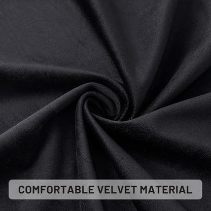 Velvet Accent Chair for Living Room, Comfortable Upholstered Barrel Vanity Chair with Back, Mid Century Black Makeup Chair with Gold Legs (Black)