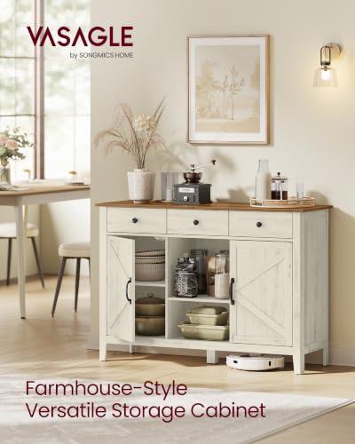 Buffet Cabinet, Coffee Bar with 3 Drawers, Adjustable Shelf, view 4