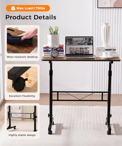 Standing Desk Adjustable Height, Mobile Stand Up Desk with Wheels, view 6