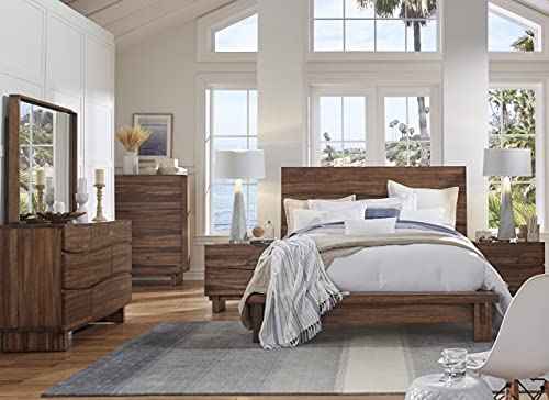 Solid Wood Platform Bed, California King, Ocean - Natural Sengon