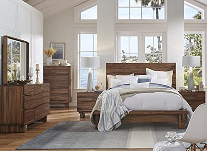 Solid Wood Platform Bed, California King, Ocean - Natural Sengon