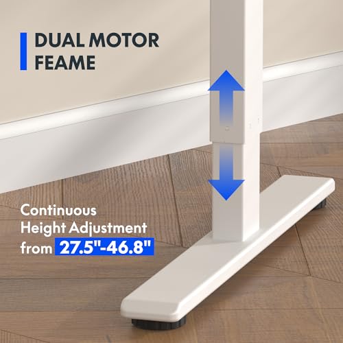 FLEXISPOT E3 Dual Motor Electric Standing Desk 55 x 28 Sit Stand Up Desk, Holds 220 lbs, Adjustable Height w/Memory Presets, One-Piece White Desktop & White Frame, Ships in 2 Boxes