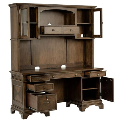 Coaster Hartshill 66-inch Credenza Desk with Hutch, Burnished Oak 881283, view 5