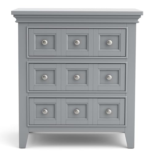 Gray wood nightstand with USB and care kit, view 2