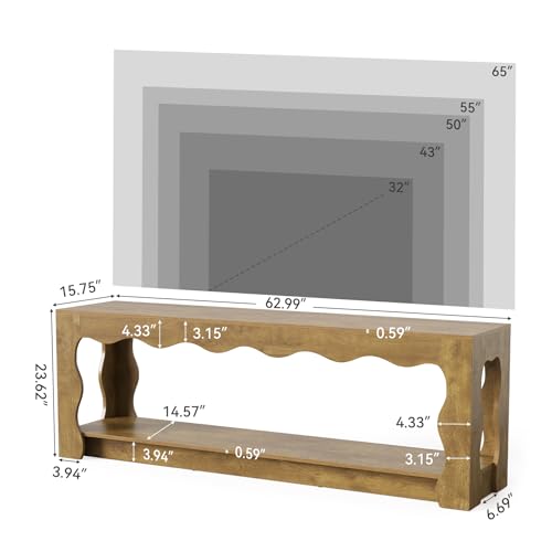 TV Stand for 65 Inch TV, Wooden Entertainment Center with Storage Cabinets, view 3