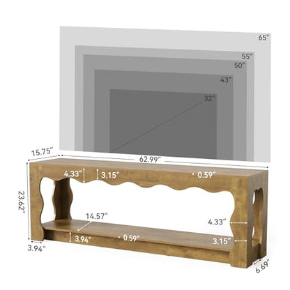 TV Stand for 65 Inch TV, Wooden Entertainment Center with Storage Cabinets, view 3