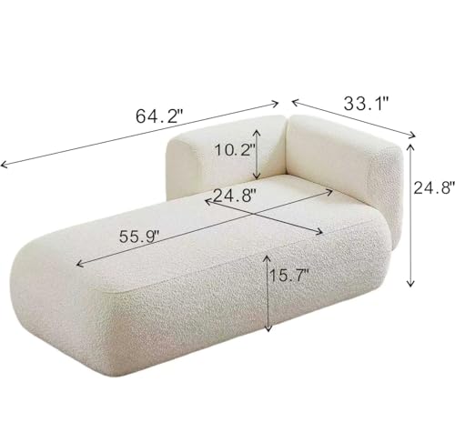 Boucle Upholstered Left Facing Chaise Lounge Indoor for Living Room Bedroom, view 3
