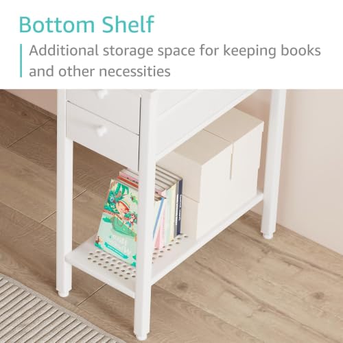 White Small Desk with Drawers, 40 Inch Computer Desk for Small Space Home Office, view 7