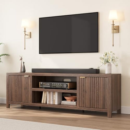 Fluted TV Stand for 80 in, Modern Entertainment Center with Storage, view 2