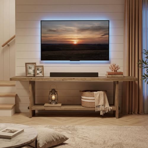 71" Solid Wood TV Stand for 55/65/75/85-Inch TV, 2-Tier TV Table, view 5