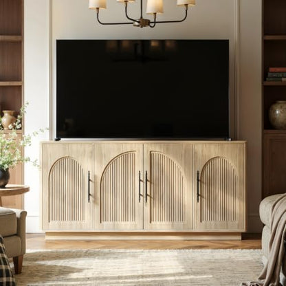 67IN Natural Oak Fluted Sideboard Buffet Cabinet with Storage, view 5