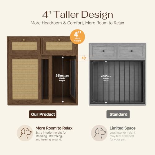 Wooden Dog Crate Furniture, Left Unit, 40 Inch, Daek Oak, view 7