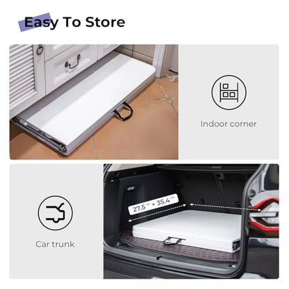 Folding Table 6ft Portable Heavy Duty Plastic Fold-in-Half Utility Foldable Table Plastic Dining Indoor Outdoor for Camping, Picnic and Party, White
