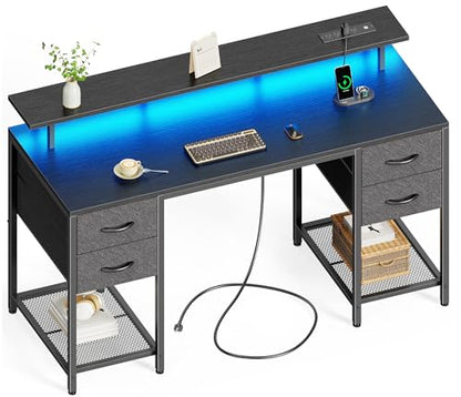 55 inch Computer Desk with Power Outlets & 4 Drawers, view 2