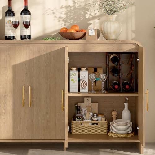 71Inch Modern Sideboard Buffet Cabinet with Large Storage, 6 Doors, Oak, view 6