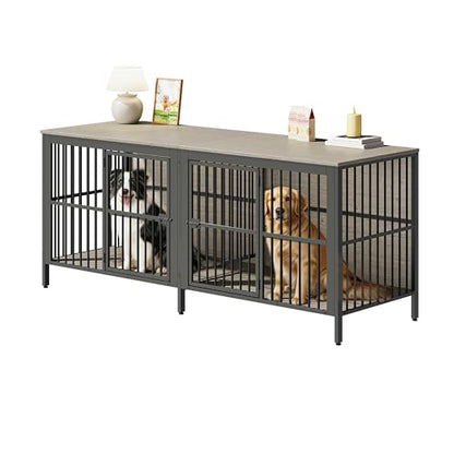 80'' Double Dog Crate Furniture for 2 Dogs, view 8