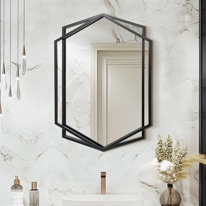 LuxenHome 31.8"X22" Wall Mirror | Black Metal Frame Vanity Mirrors for Bedroom, Entryway, Living Room Decor