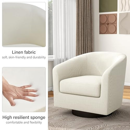 Swivel Barrel Accent Chair, Modern Round Chenille Fabric Arm Chair for Living Room, Bedroom, Comfy Club Reading Chairs for Adults