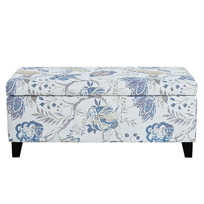 Nesbit Living Room Ottoman with Storage, Entryway Fabric Upholstered Storage Ottoman Bench, Rectangular Sofa Foot Stool, Bedroom End of Bed Bench, Shoe Organizer, Light Blue