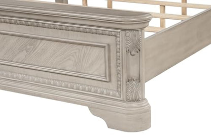 Vintage Four Poster Bed with Spiral-Carved Posts and Metal Scrollwork in Weathered Gray, view 8