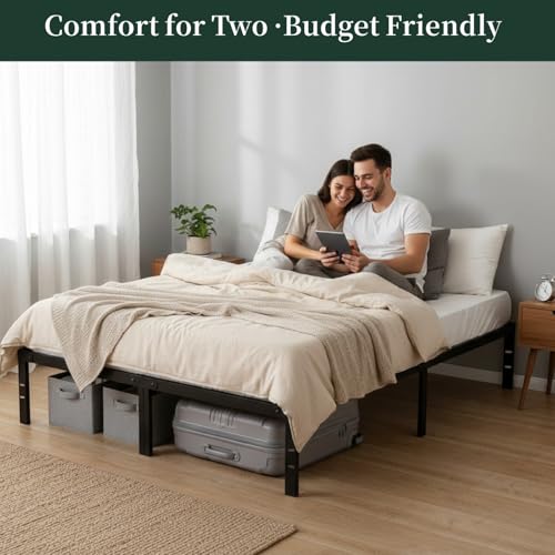 Full Size Bed Frame, 14 Inch Metal Platform with Steel Slat Support, view 4