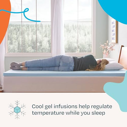 Memory Foam Mattress Topper, Twin XL Size, 2 Inch Gel Infused Memory Foam, view 4