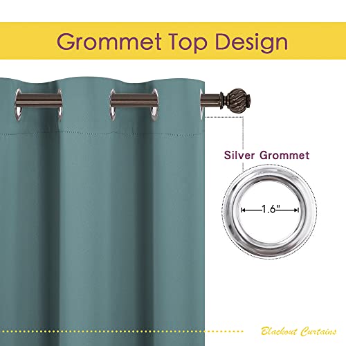 Modern Blackout Curtains Noise Reducing, Thermal Insulated and Privacy Room Darkening Drape Panels for Boy's Guest Room Door Window (Greyish Blue, 2 Panels, W42 x L72 -Inch)