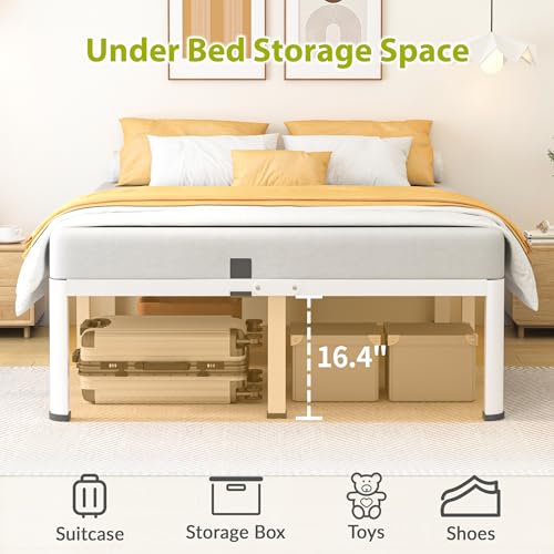 18 Inch Full Size Metal Platform Bed Frame with Round Corners Leg, view 6