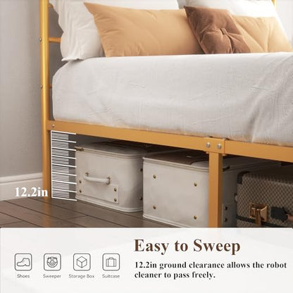 King Canopy Bed Frame, Gold Metal Bed, No Box Spring Needed, view 4