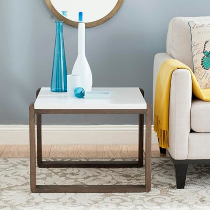 Safavieh Home Collection Bartholomew Mid-Century Modern White and Dark Brown End Table