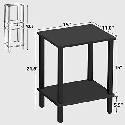 End Table, Set of 2, Side Table, Nightstand, 2-Tier Storage Shelf, Sofa Table for Small Space, Living Room, Bed Room TB01BK035