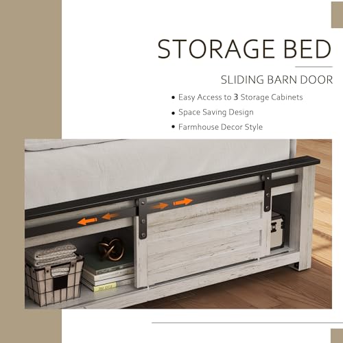Queen Size Wooden Bed Frame with Headboard and Storage Footboard, view 6