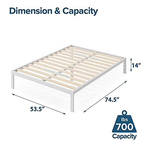 Metal White Platform Bed with Wood Slats, view 3