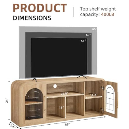 Curved TV Stand for TVs Up to 65", Modern Entertainment Center, view 3