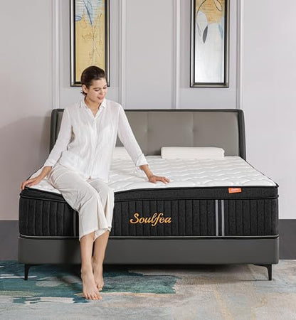 Queen Mattress,12 Inch Queen Size Mattresses Memory Foam Hybrid Black Mattress in a Box,with Provide Support and Improve Sleep Mattresses,Medium Firm,CertiPUR-US.