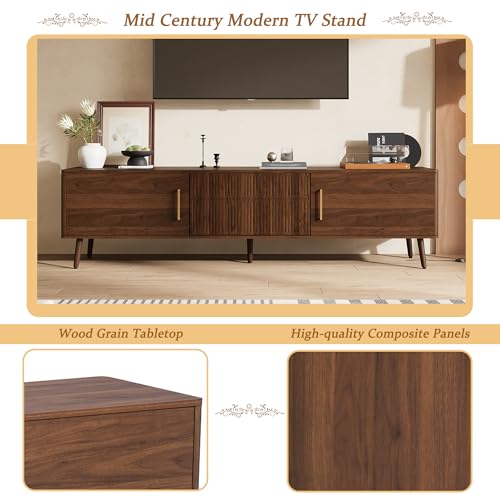 Mid-Century Modern TV Stand with Fluted-Drawer, for TVs up to 80", view 7