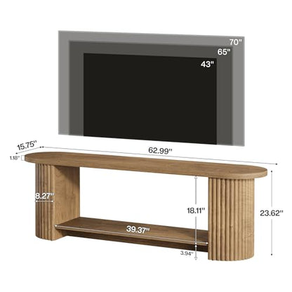 63" Fluted TV Stand for 50/55/65/75-Inch TV, Farmhouse TV Table, view 3