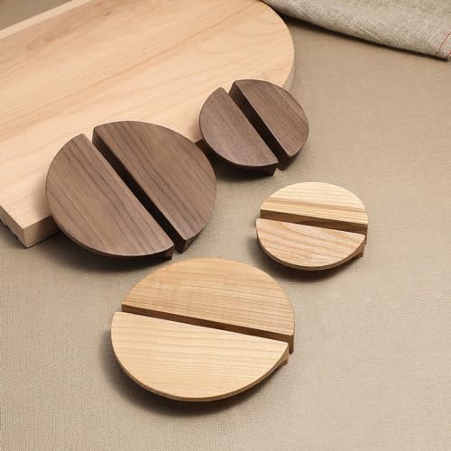 4.7 in-White Ash Wood 4 Pair Circular Wood Grain Cabinet Drawer Handles