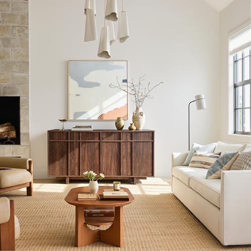 63" Sideboard Buffet Cabinet, Skeleton Lines Design, Walnut, view 6