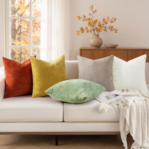 Soft Chenille Rust Throw Pillow Covers 20X20 Set of 2, view 4