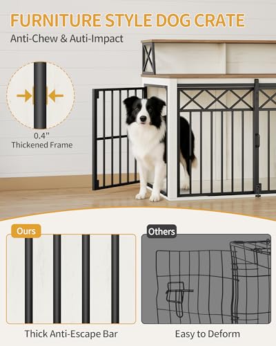 39.4'' L Dog Crate Furniture, Dog Kennel Indoor with Storage Shelf, view 6