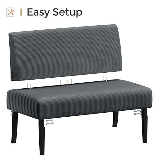 Yaheetech Small Comfy Sofa Mini Loveseat Couch 2-Seater Armless Sofa Chair, Corduroy Fabric & Easy Assembly, for Small Spaces Living Room,Bedroom,Dorm,Office, Dark Grey